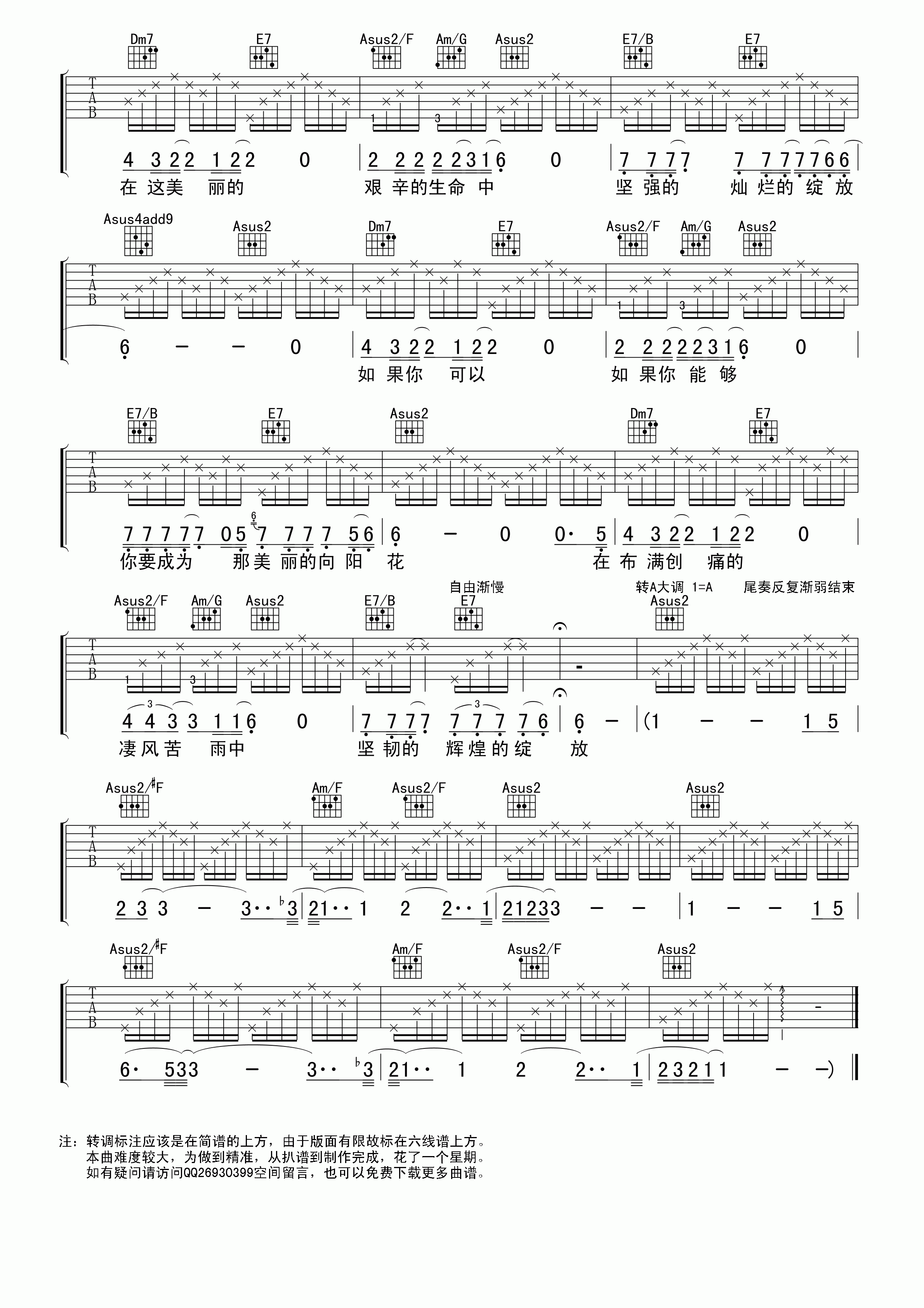 向阳花吉他谱汪峰